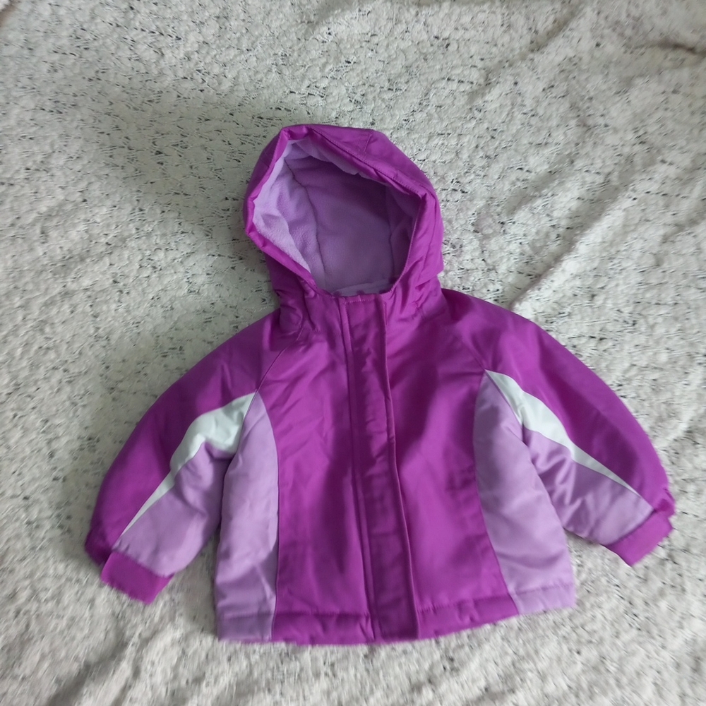 The Children's Place Purple Hooded Puffer Jacket Coat Doble Cushion Size 12-18m